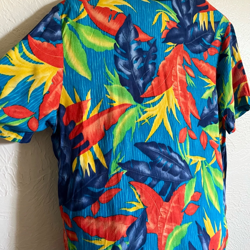 Retro Bird of Paradise Hawaiian Tiki Shirt 90s Vintage Small/Medium - Picture 7 of 7